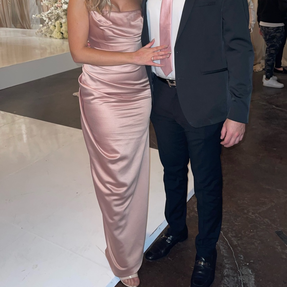 House of CB Pink Satin Maxi Dress